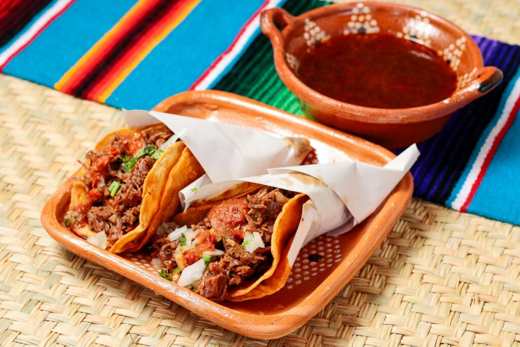 Tacos on tray